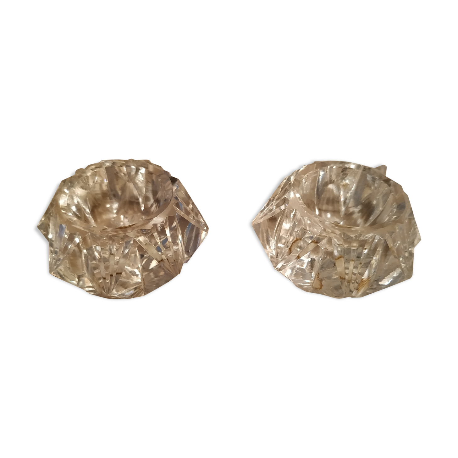 Paire de salerons en cristal de Lorraine