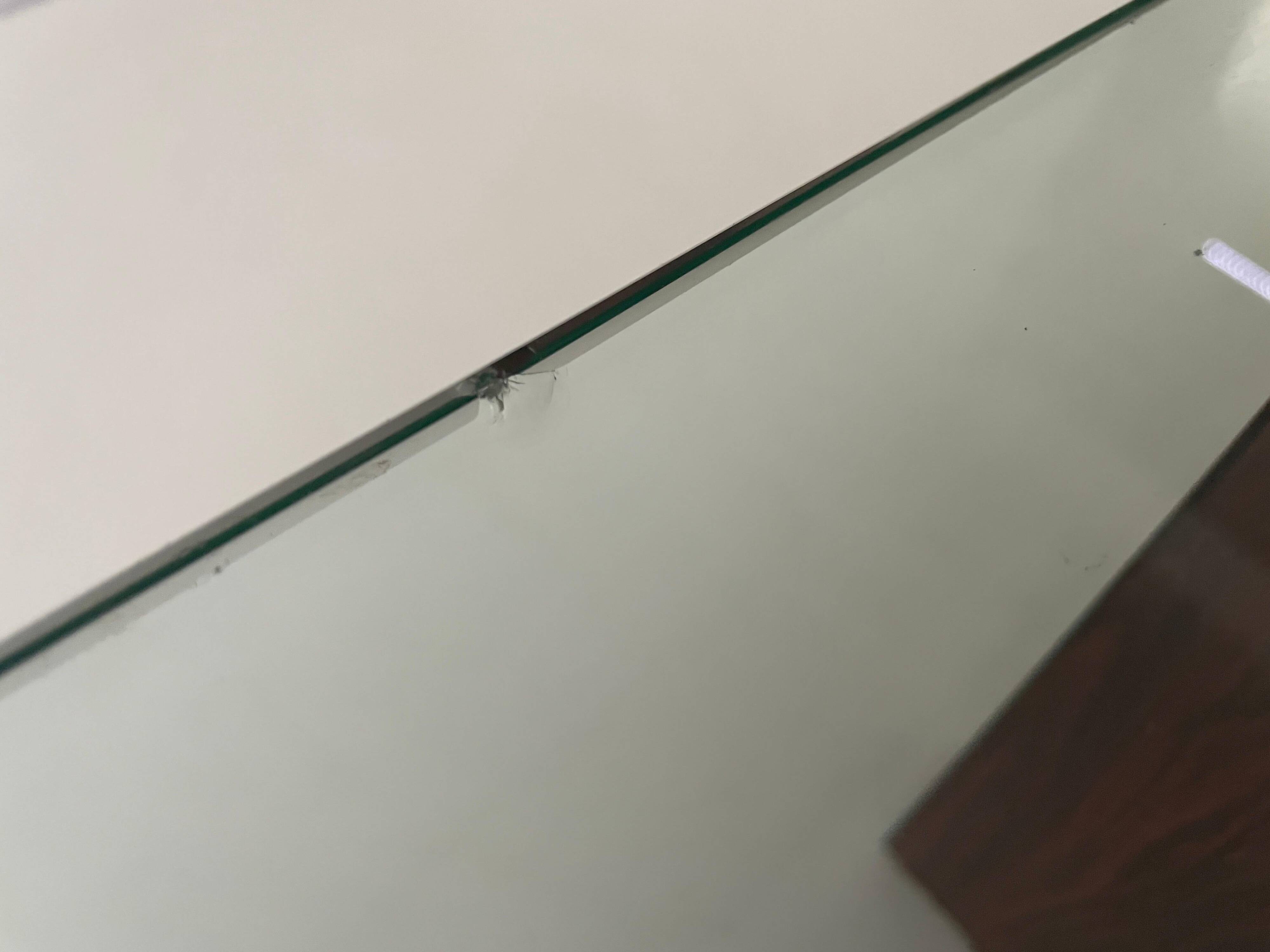 Mid-century minimalist thick glass coffee table, rosewood legs, 1960, Germany.