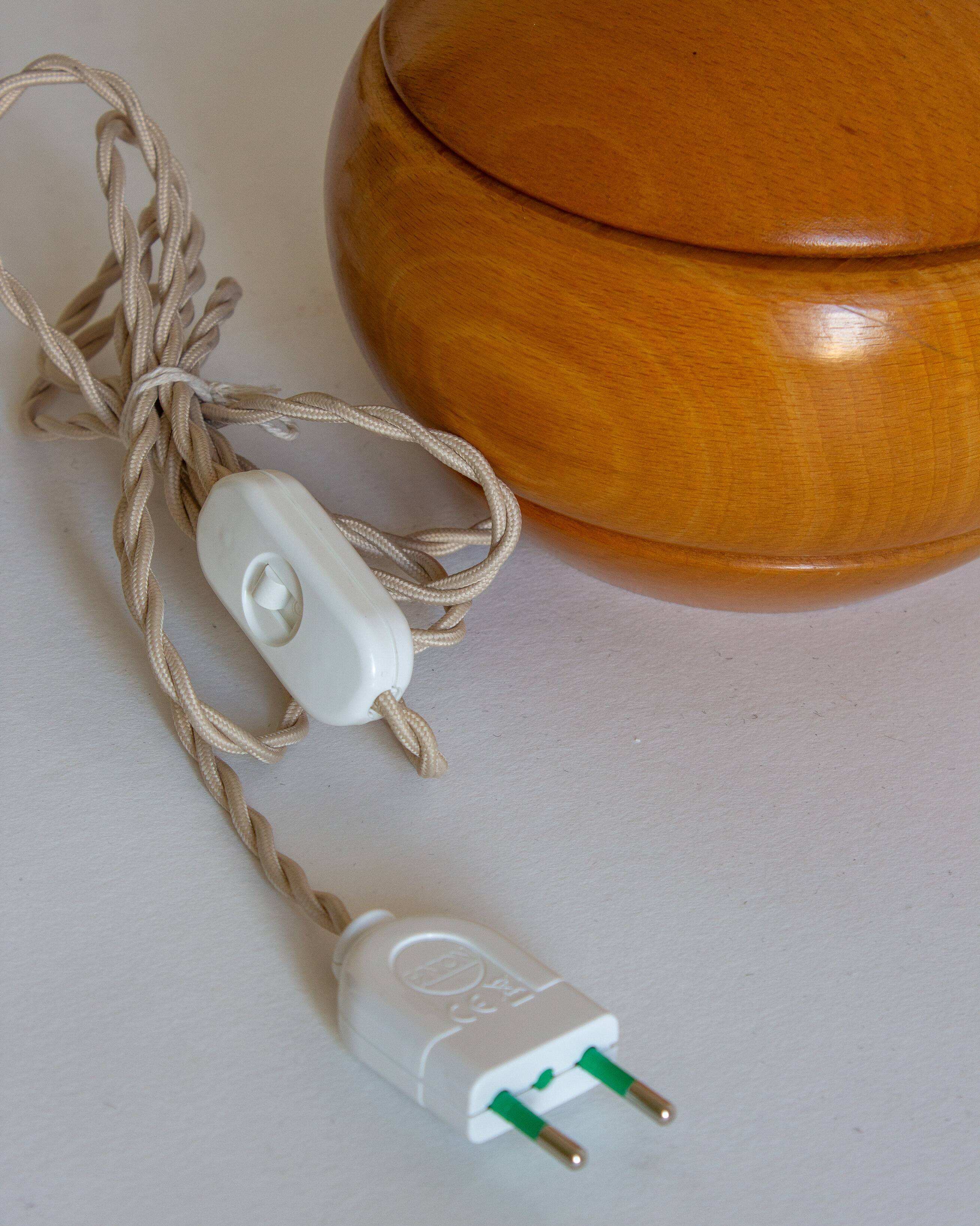 Blond wood lamp base, 70s