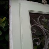 Window frame 179x88cm walnut oak wrought iron grille opening glass panel