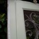 Window frame 179x88cm walnut oak wrought iron grille opening glass panel