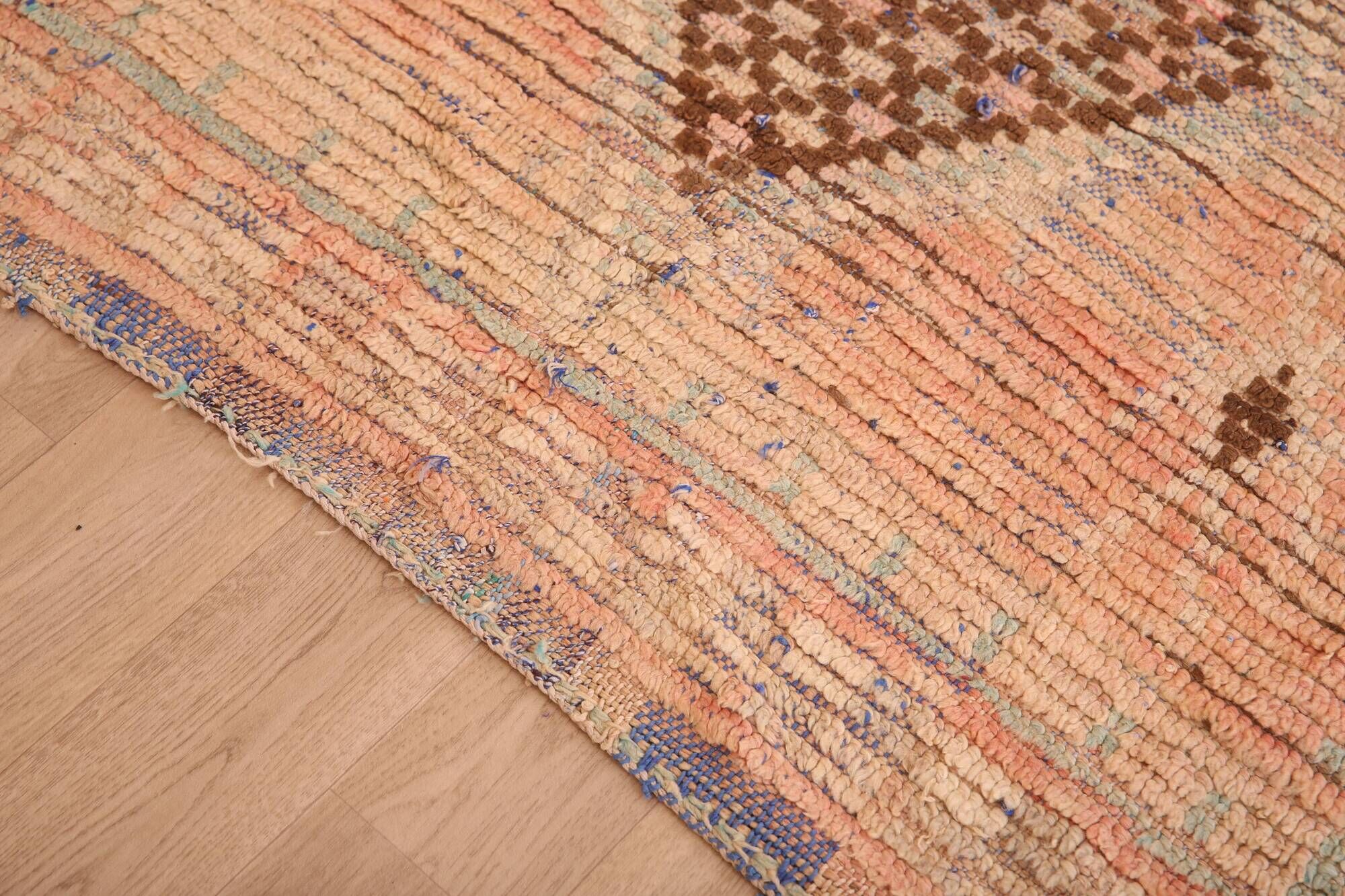 Vintage Moroccan Runner Rug 124 x 256 cm, Berber Wool Rug, Handmade Rug
