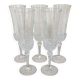 Set of 5 Cristal d'Arques champagne flutes