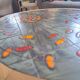 Vallauris coffee table signed drac 1960 wood earthenware steel