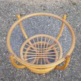 Vintage coffee table in rattan and glass