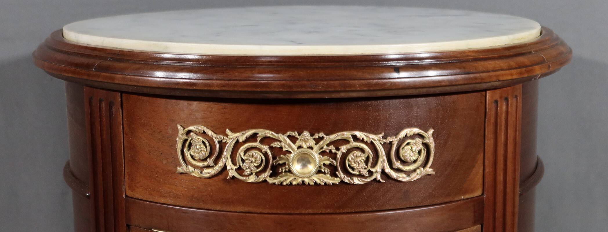Small Tambour Table in Mahogany, Louis XVI style – Late 19th century
