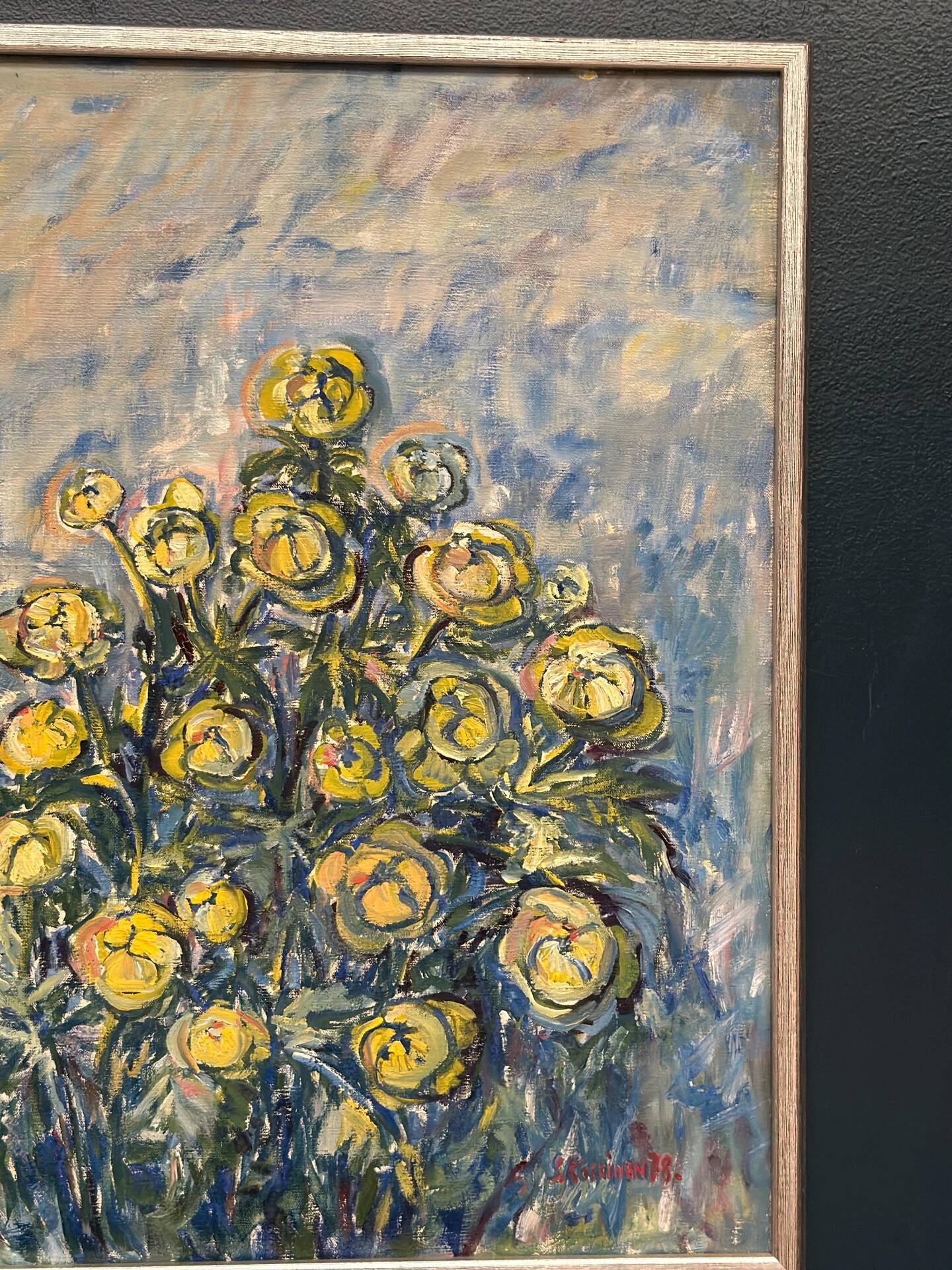Swedish Oil on Canvas – “Flower” by S. Koskinen – Dated 1978