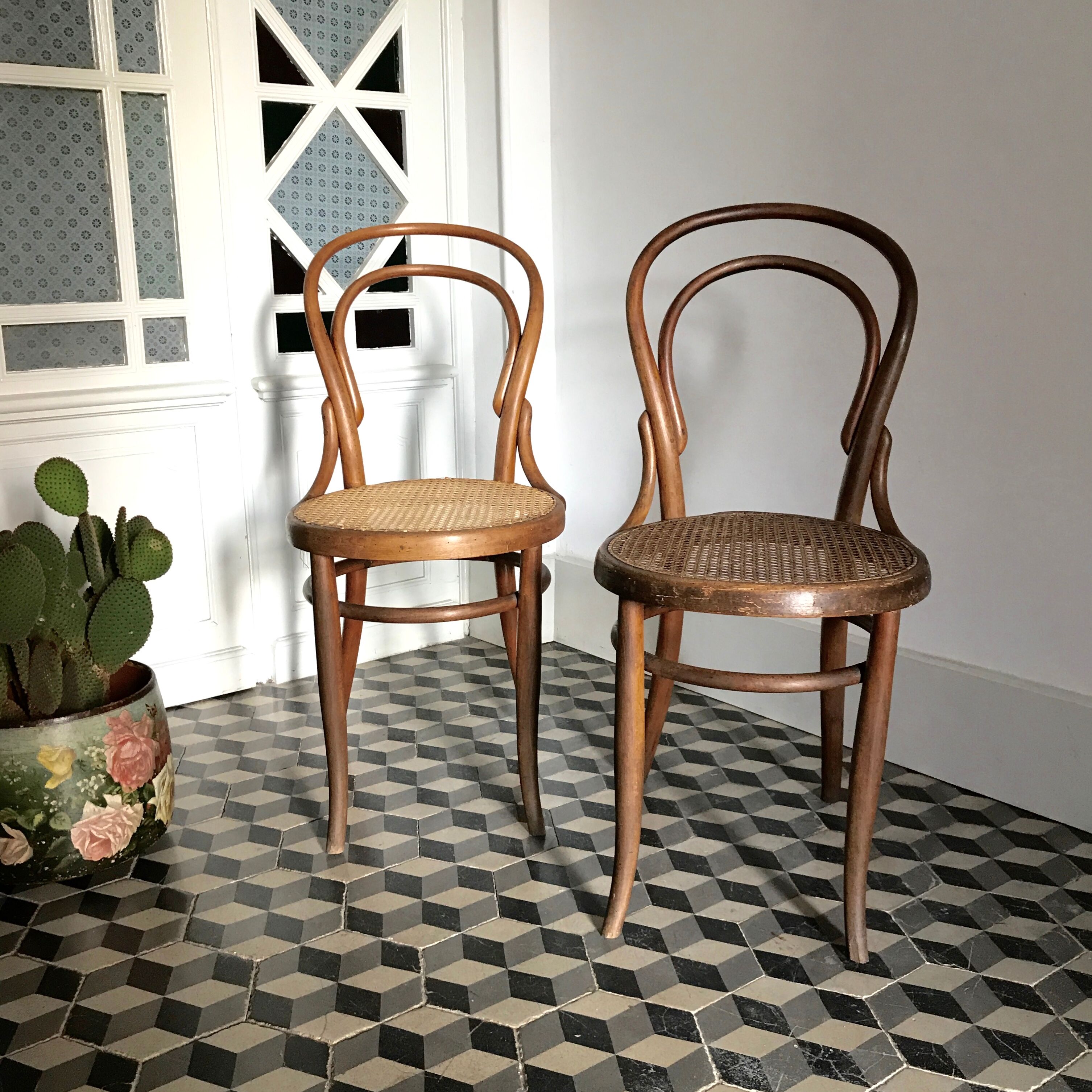 Wooden bistro chairs and canning