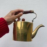 Teapot in gilded brass and wood