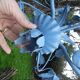 Lustre fleuri blue enamelled sheet chandelier 80s vintage