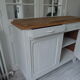 Art Deco buffet patinated pearl grey waxed finish, raw wooden tray.