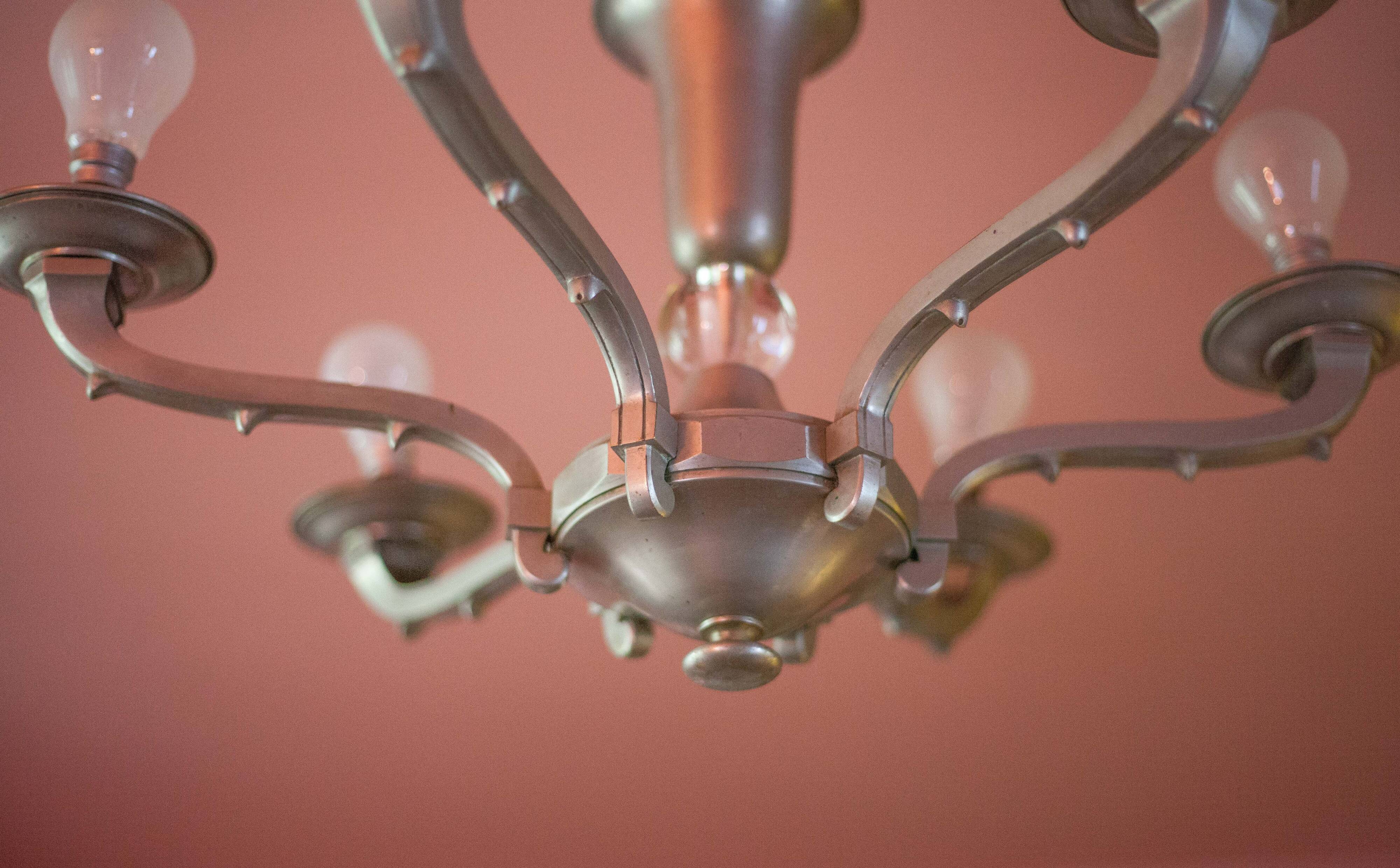 vintage 6-light chandelier, vintage suspension, ceiling lamp, interior decor