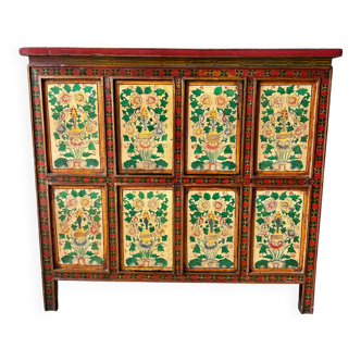 Buffet tibétain ancien peint à la main