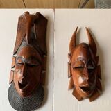 3 masques africains en bois sculpté