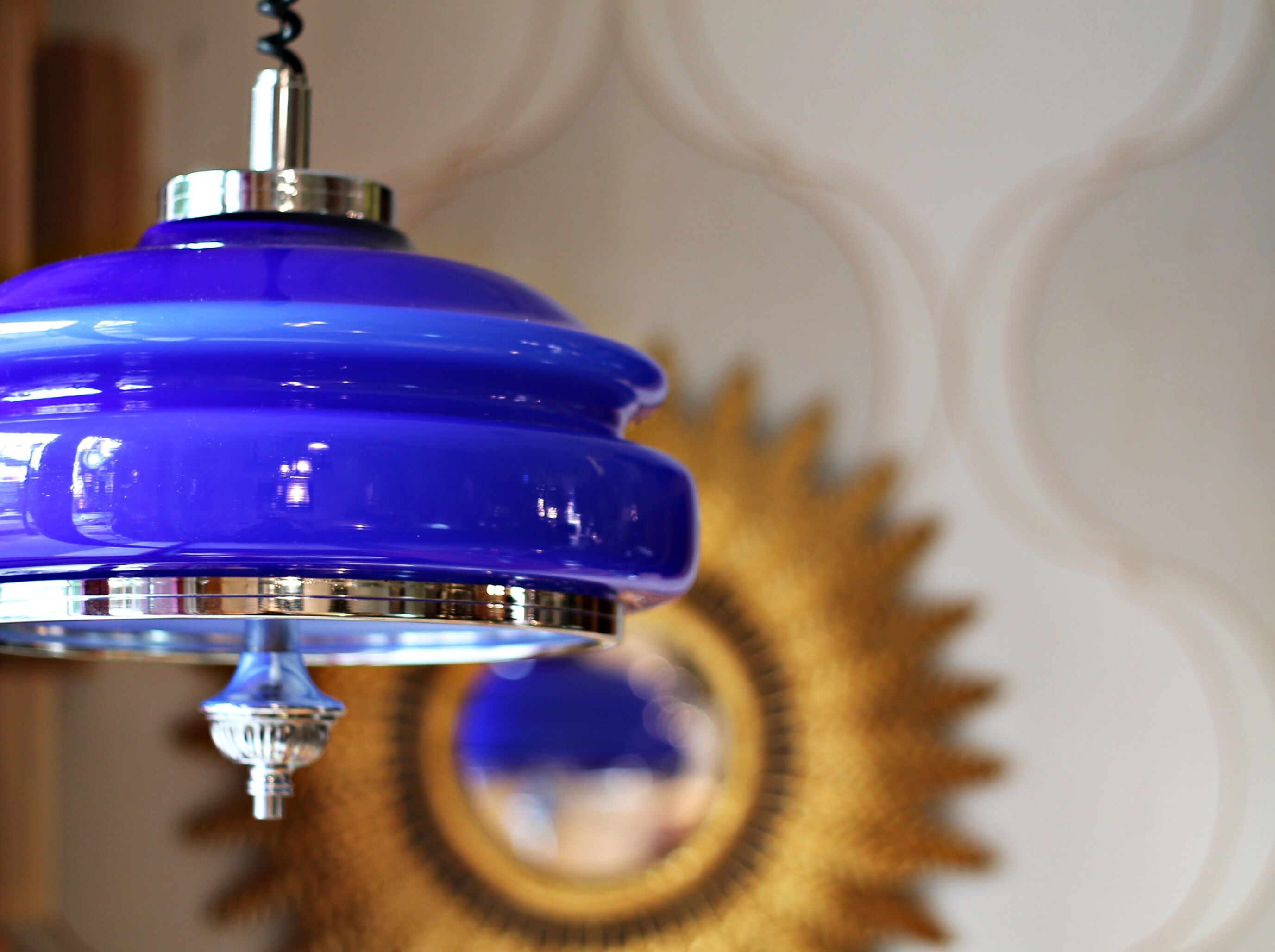 Vintage blue opalina lamp