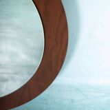 Vintage walnut wall mirror, minimalist from the 1960s.