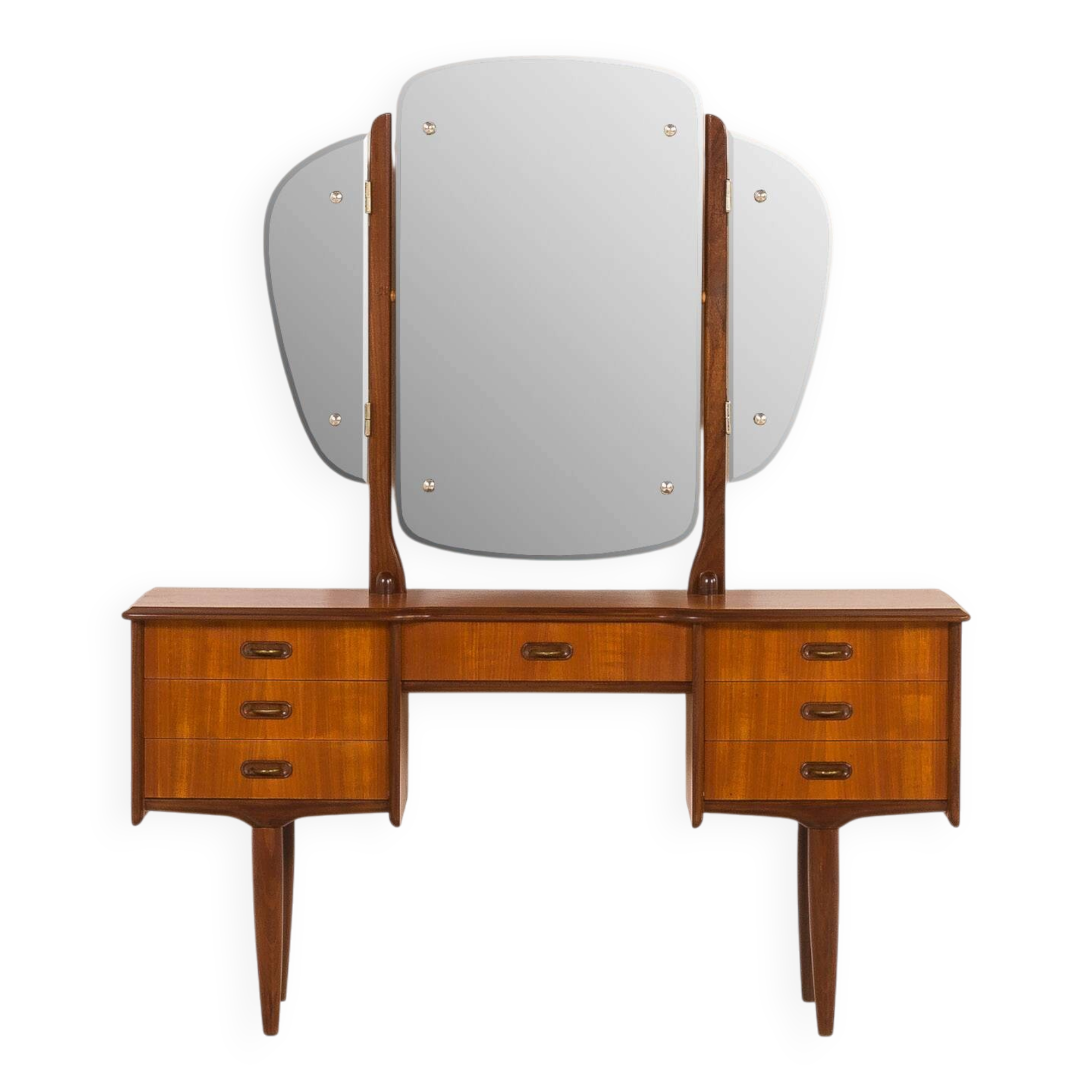 Scandinavian mid century dressing table with adjustable mirrors, Norway, 19