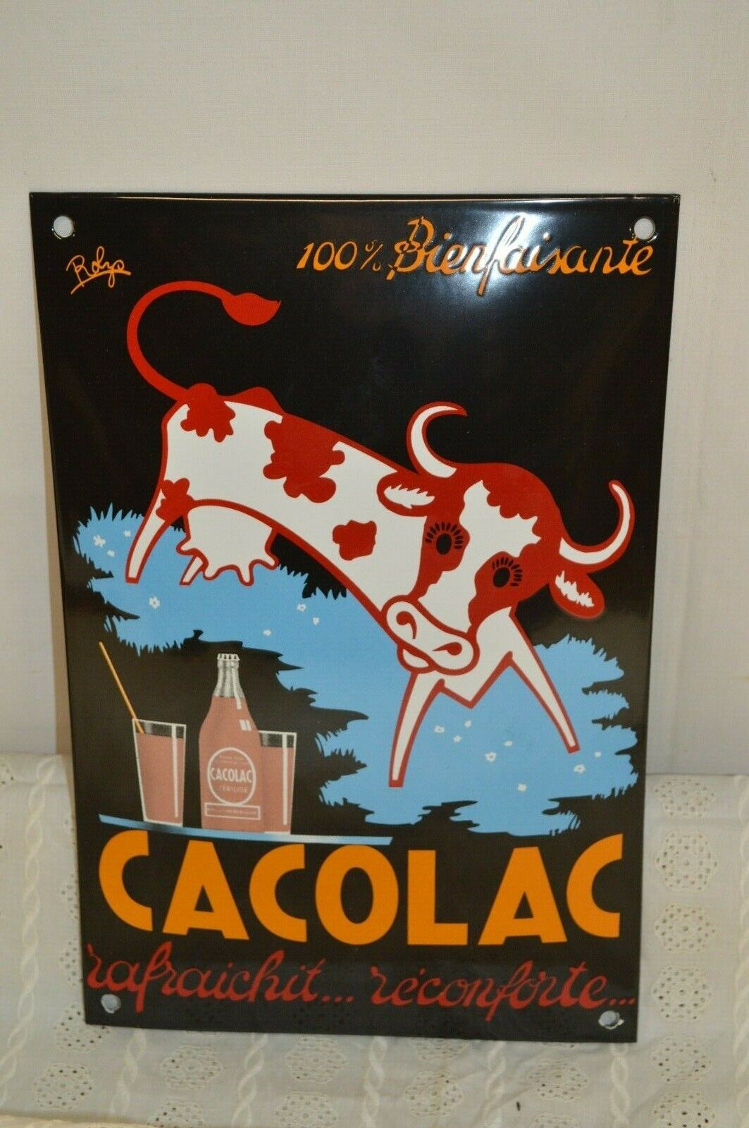 Cacolac enamel plate