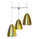 Golden bell mid-century brass pendant lamp set denmark 1960's
