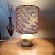 Sculpted stone lamp dlg Tormos, linen lampshade with botanical print