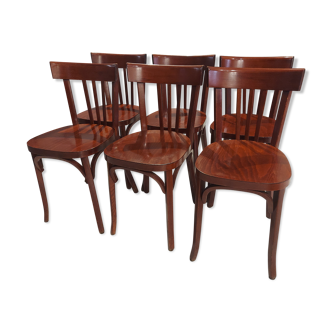 Suite de 6 chaises de bistrot Baumann vintage années 1980