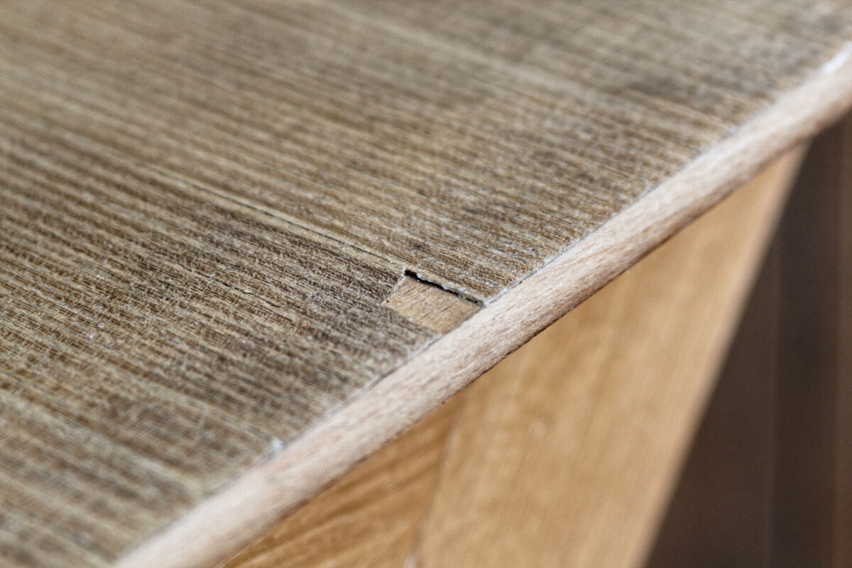 Old Scandinavian table in blond wood
