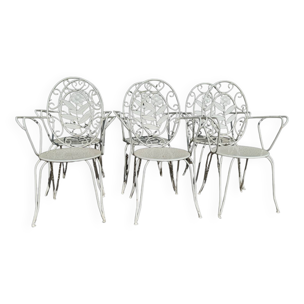 Fauteuils en fer forgé provençal des années 60, set de 6