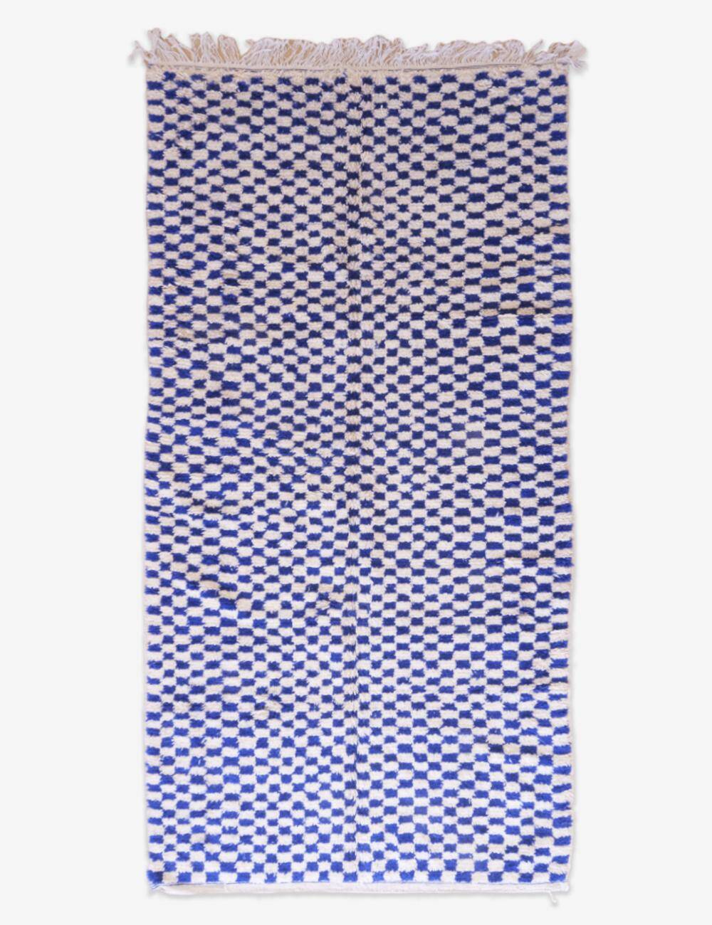 Blue Checkered Rug - 327 x 158 cm