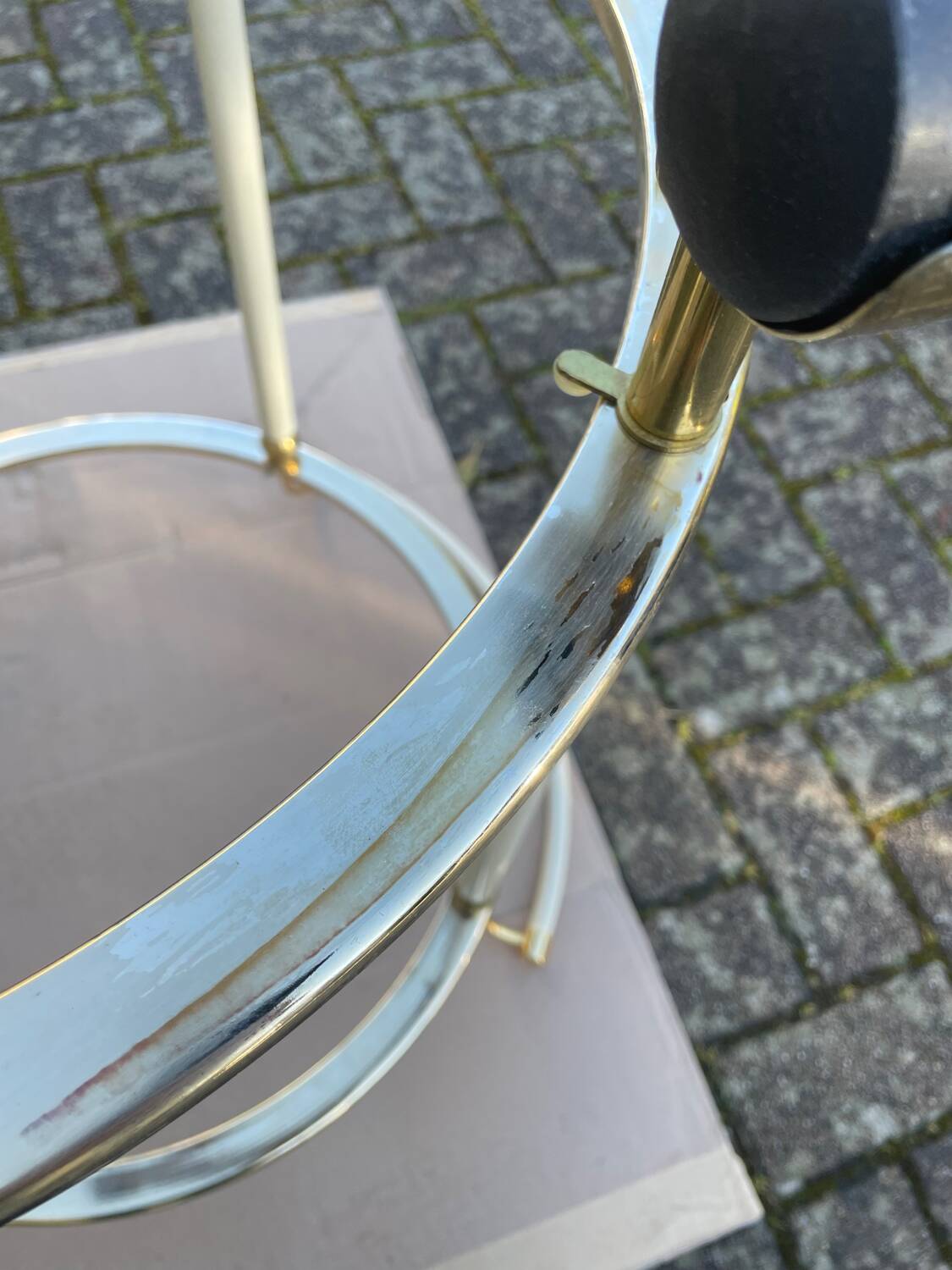 1960s glass and brass bar cart