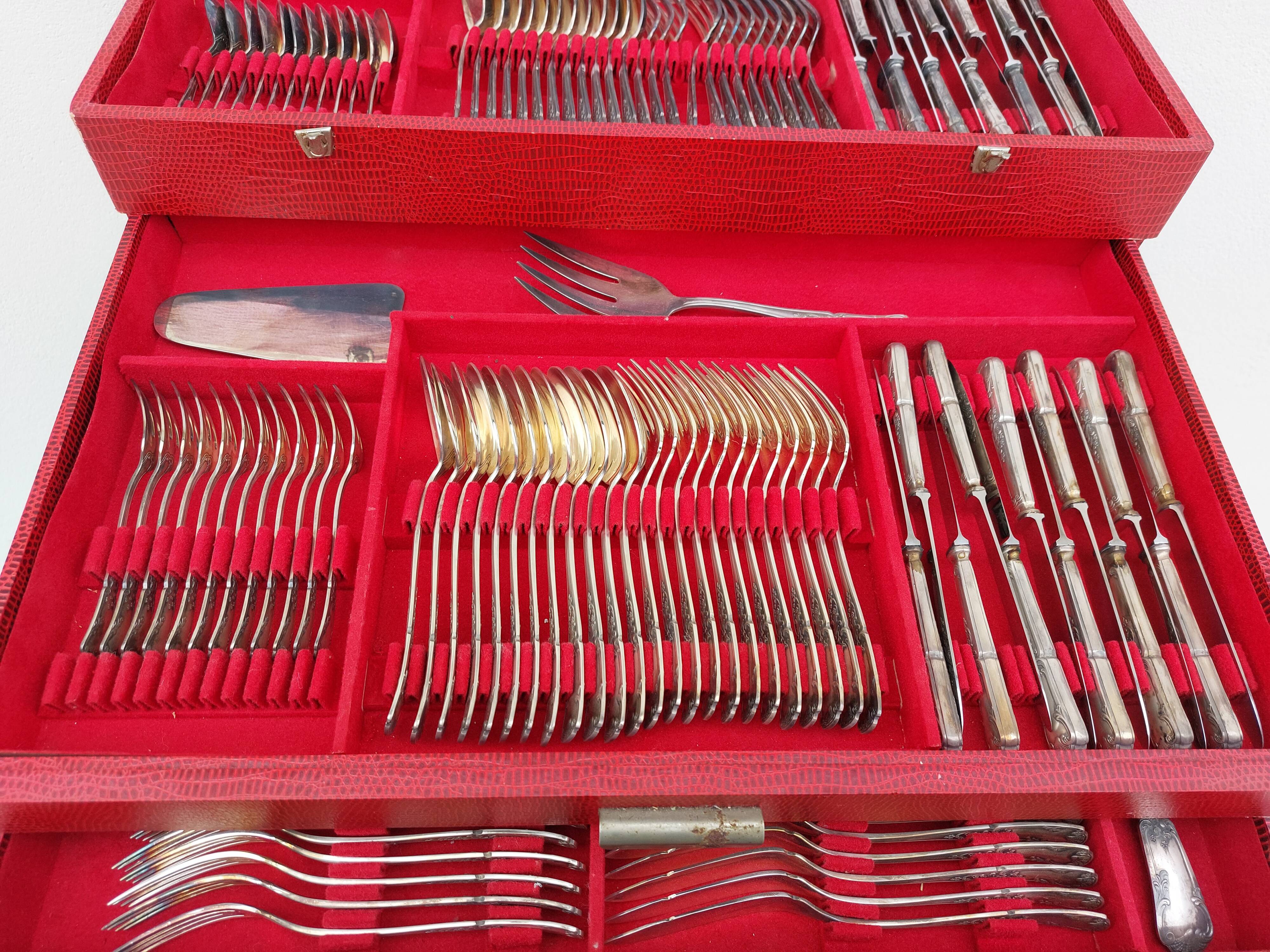 Housewife 130 pieces in silver metal goldsmith Platil