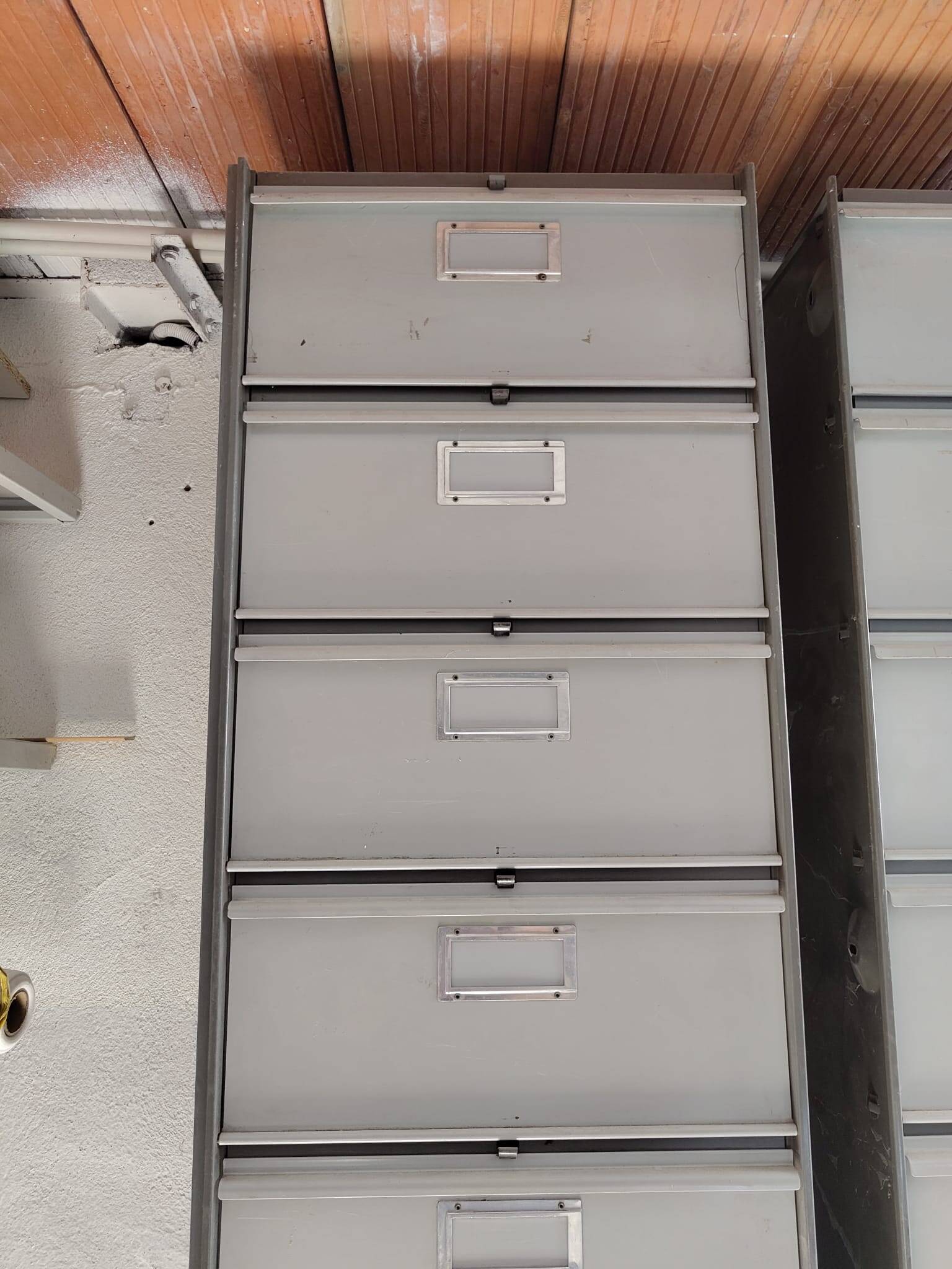 Set of 2 industrial (vintage) iron cabinets/shelves.