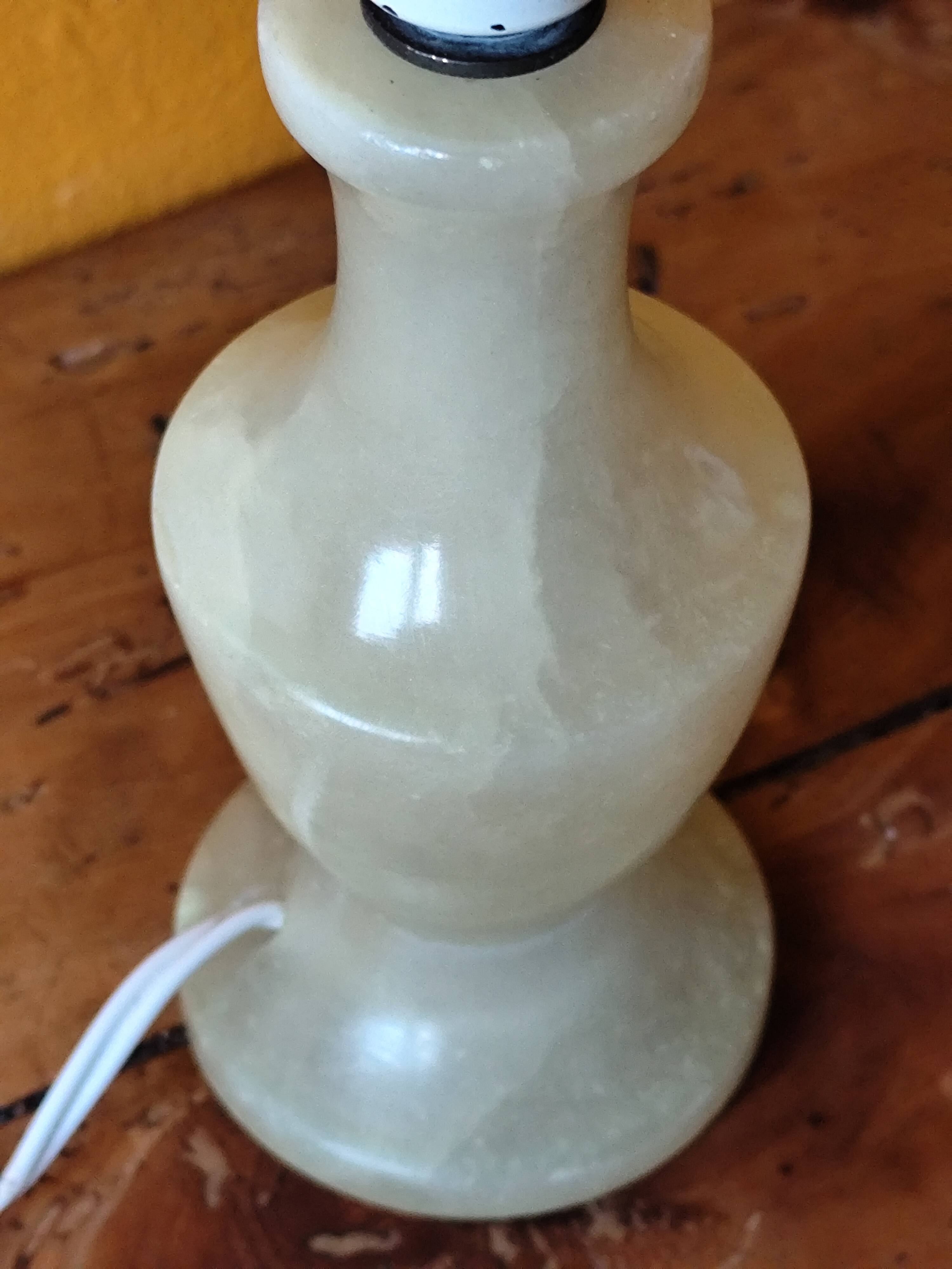 Beige marbled stone lamp - small alabaster lamp