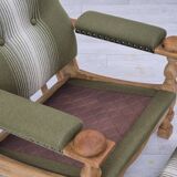 1970s, Danish armchair, original condition, wool, solid oak wood.
