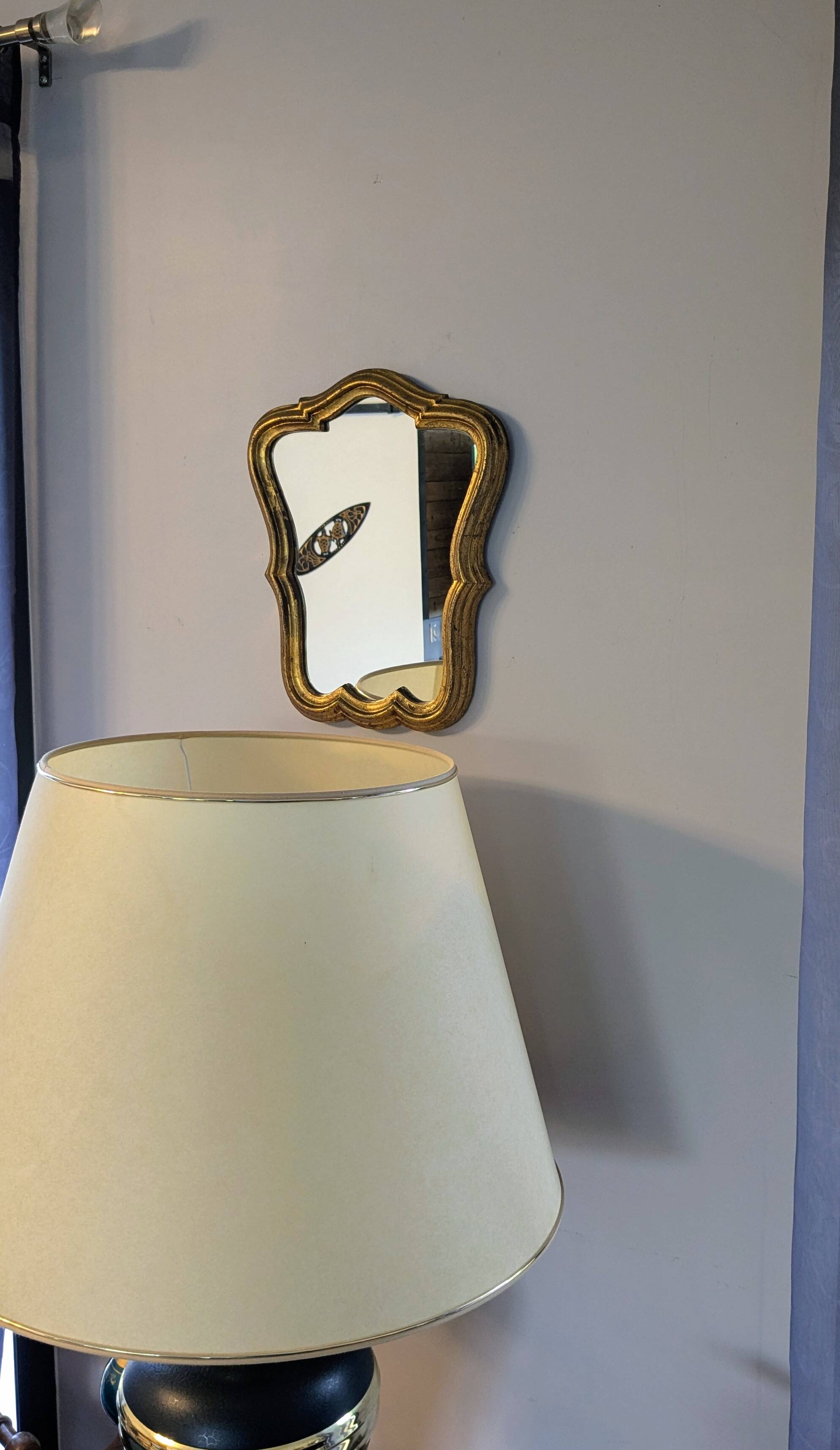 Baroque style gilded mirror – antique patina – 37 x 30 cm