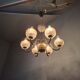 1960s Czech Mid-Century Brass and Železný Brod Frosted Glass Six-Arm Chandelier