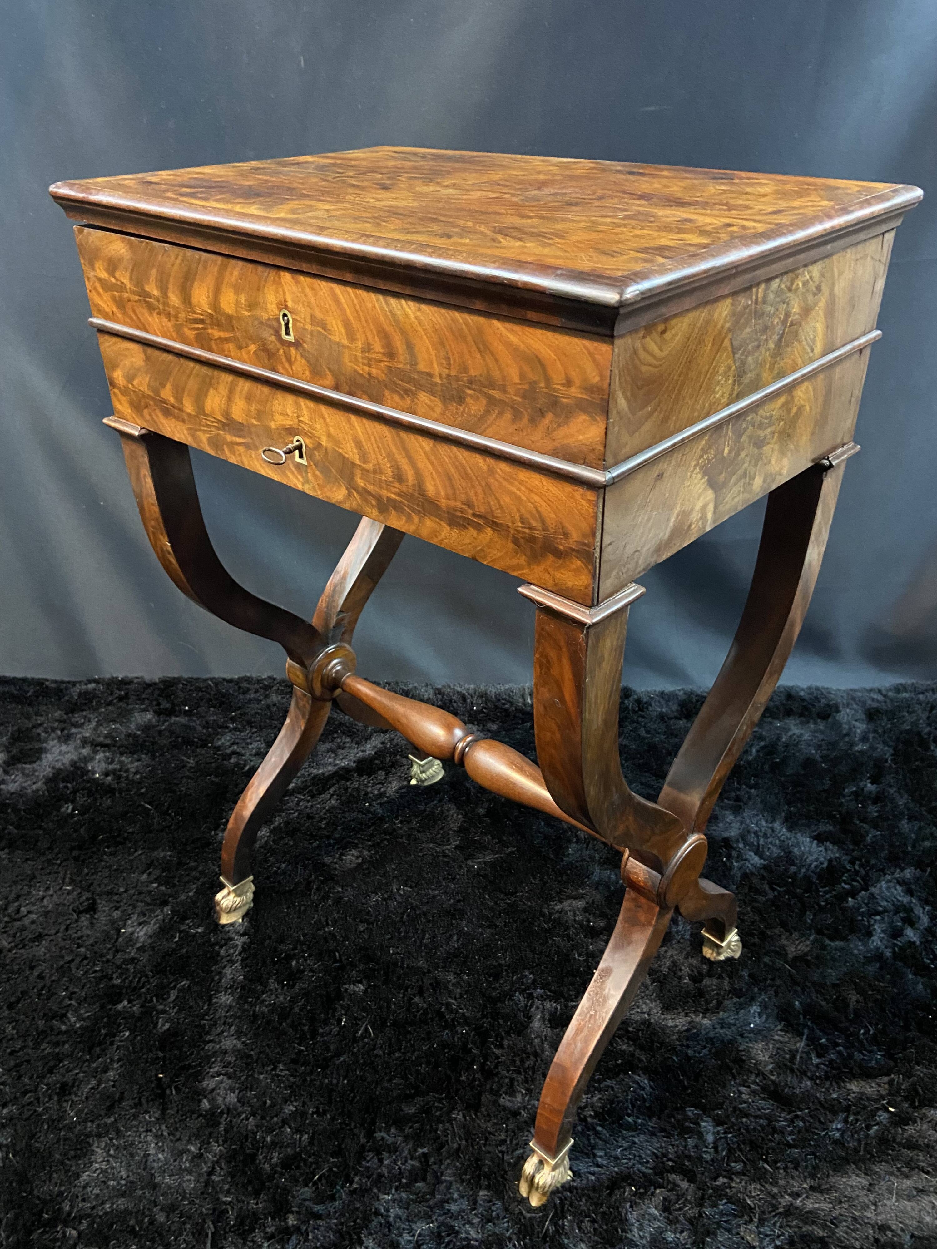 Louis-Philippe period mahogany writing desk with candlestick, 19th century