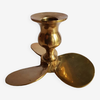 Vintage propeller brass candle holder