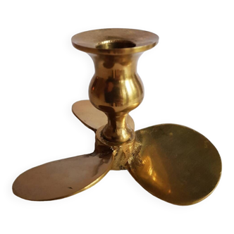 Vintage propeller brass candle holder