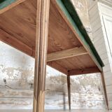 Vintage farm table with spindle legs.