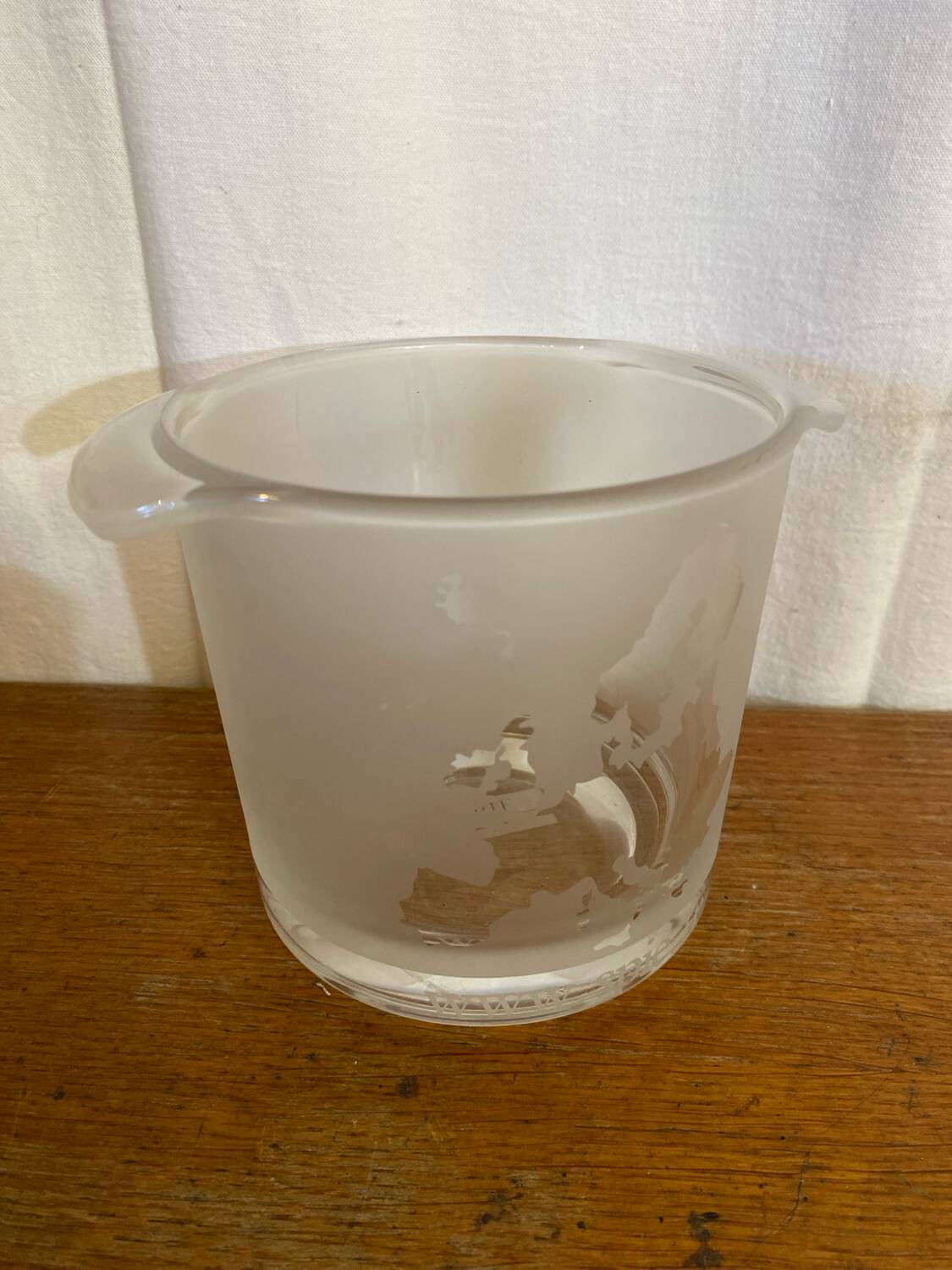 Seau A Glace Ancien SPIE Verre Moulé Carte Europe Vintage