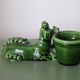 Small vintage green ceramic poodle candlestick