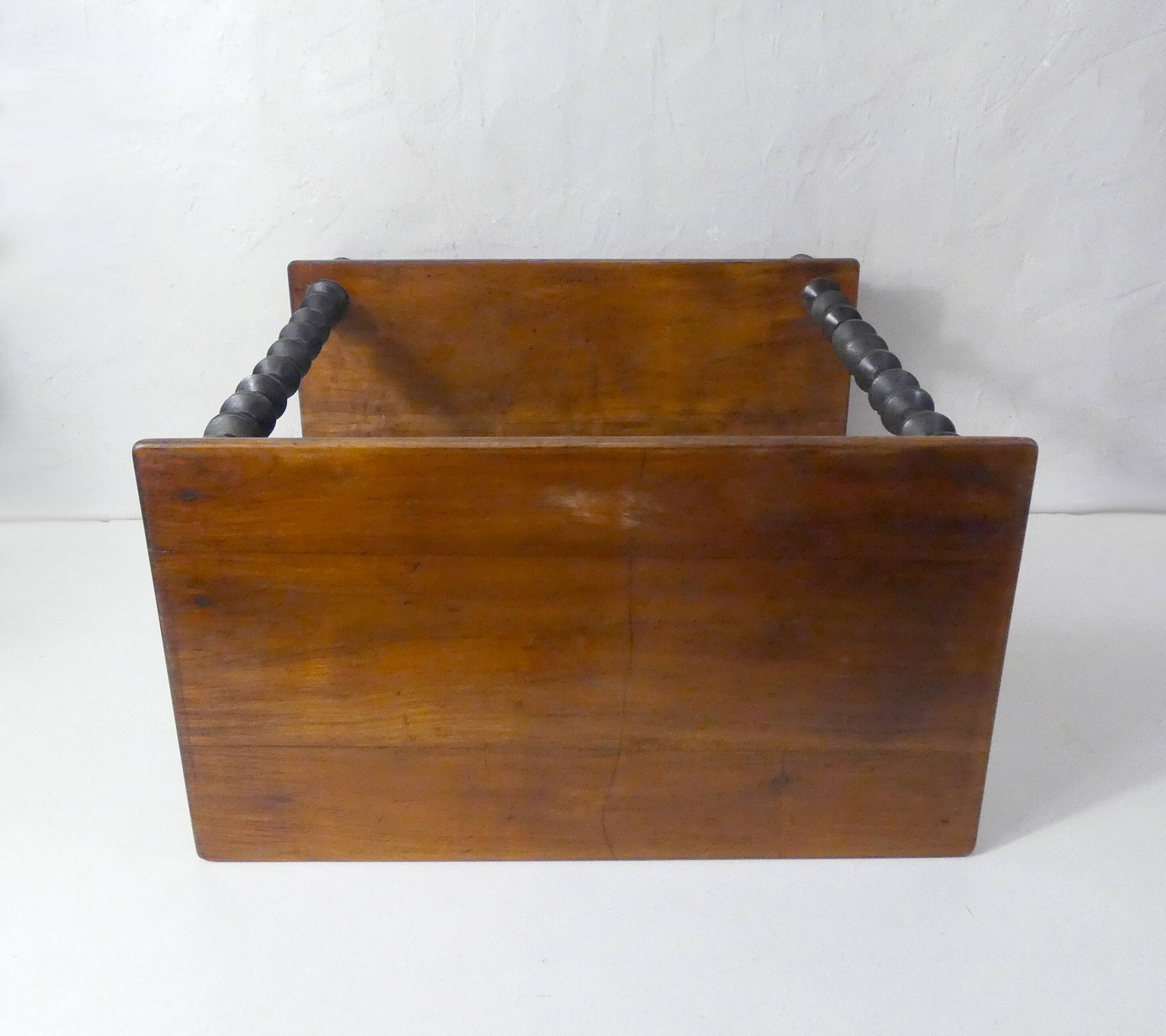 Antique wooden shelf with DMC spools – Industrial sideboard