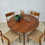 Table à manger ronde danoise teck scandinave vintage années 1960