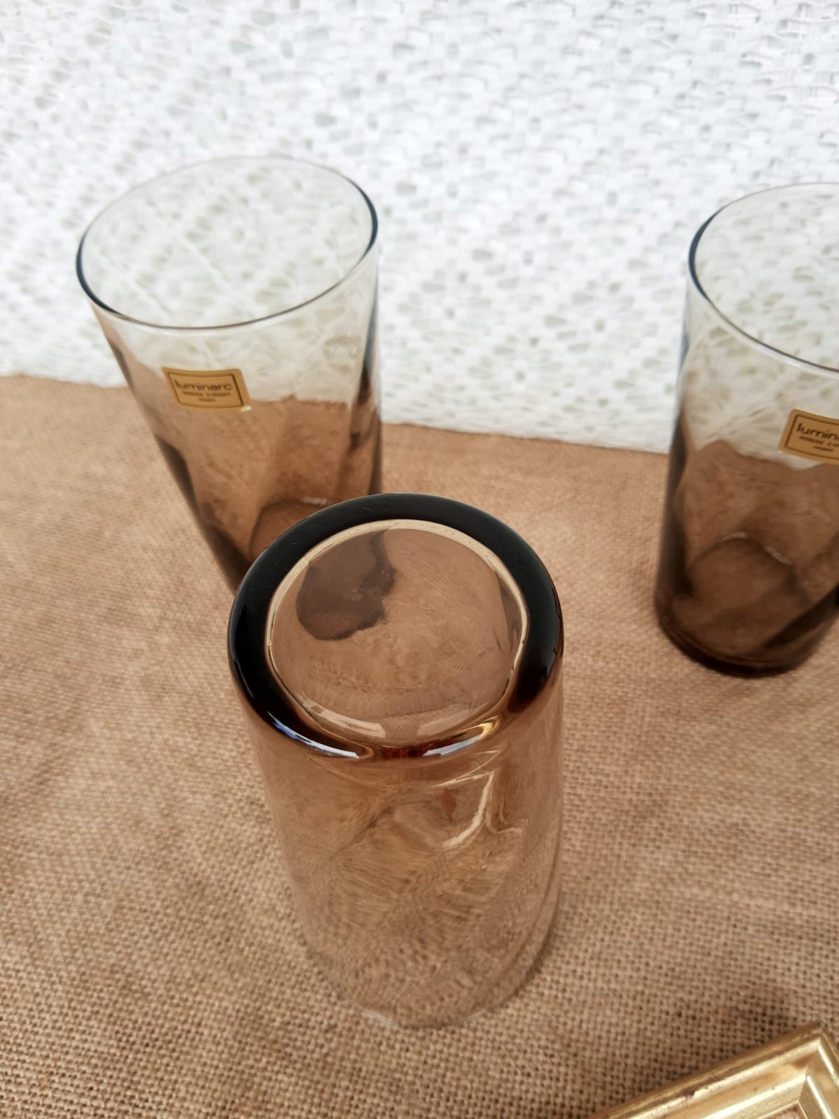 Set of 4 smoked glasses luminarc france vintage