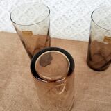 Set of 4 smoked glasses luminarc france vintage