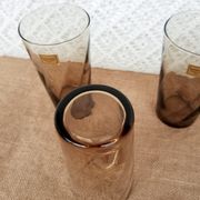 Set of 4 smoked glasses luminarc france vintage