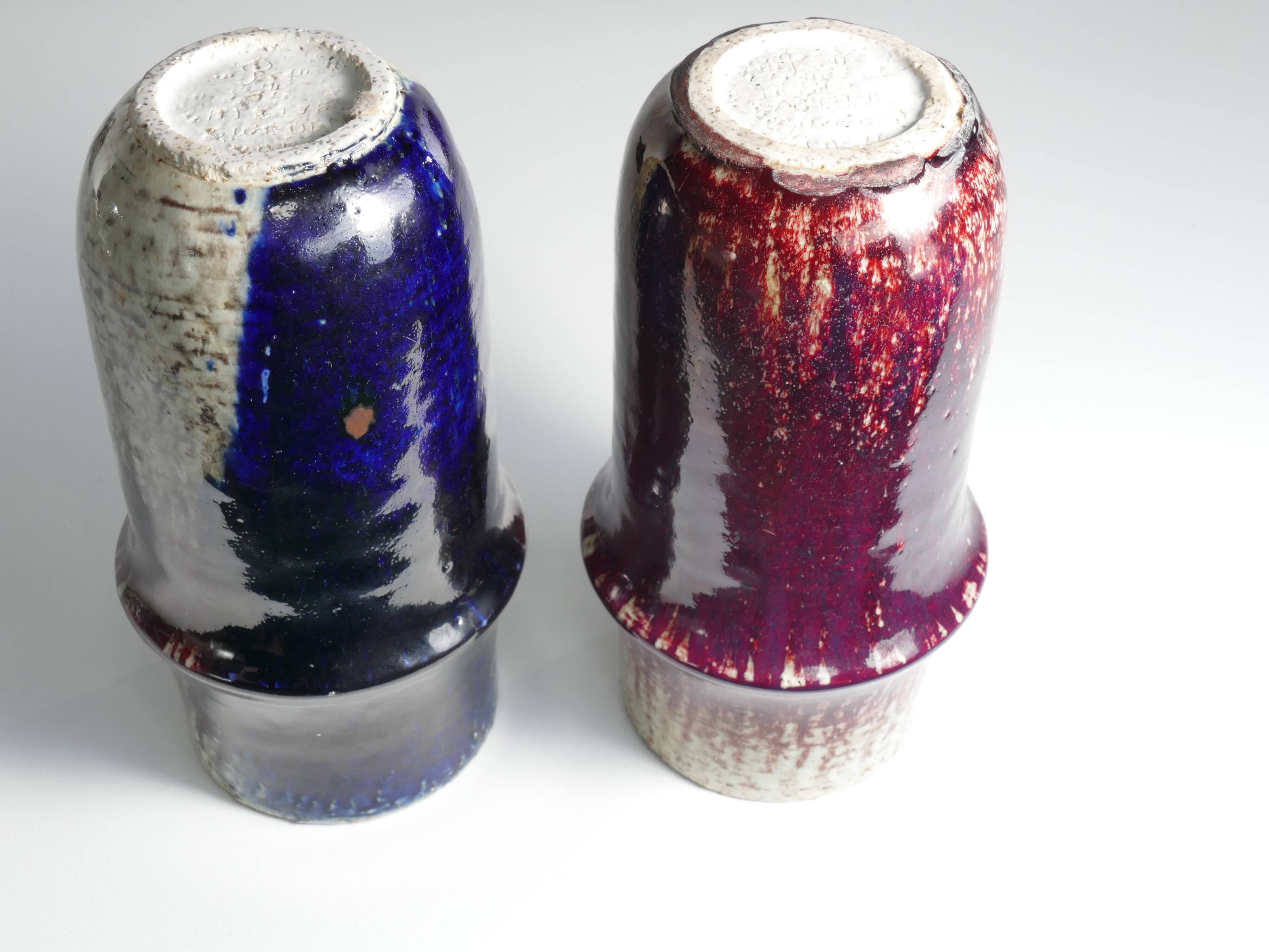 Scandinavian Modern Ceramic Vases, Sylvia Leuchovius, Rörstrand 1976,  Set of 2