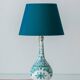 Vintage Royal Delft Ceramic Table Lamp, Rare Teal Delvert Glaze, New Lampshade