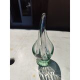 2 blue crystal and blown glass pocket vases