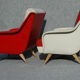 50s chairs in white and red skai, set of 2